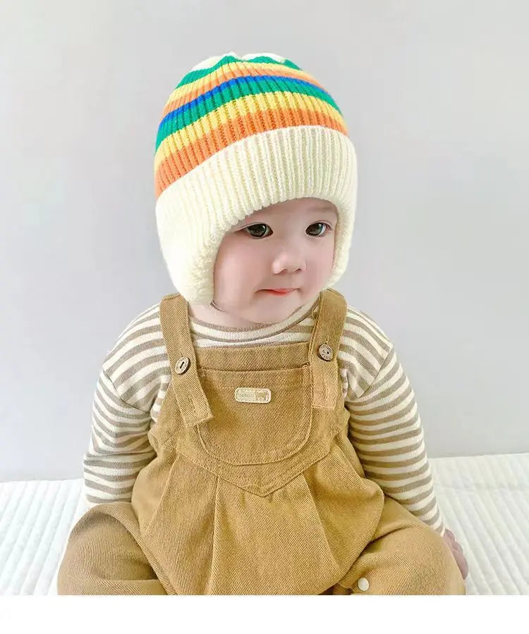 Cute Bear Baby Beanies Hat New Autumn Winter Kid Girl Boy Frog Rainbow Caps Warm Knitted Hats Skullies Toddler Cap Korean Style