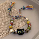 Matching Bracelets Couples Women Men Luminous Cute Cat Friendship Bracelete Black White Cat Head Bangles Glow In The Dark Gift