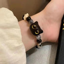 Matching Bracelets Couples Women Men Luminous Cute Cat Friendship Bracelete Black White Cat Head Bangles Glow In The Dark Gift