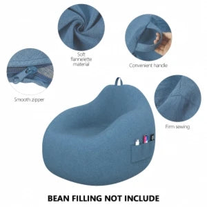Lazy Seat Chair Sofa Cover Large Bean Bag Couch Soft Fluffy Breathable Adult Child Tatami Living Room Decorative without Filler