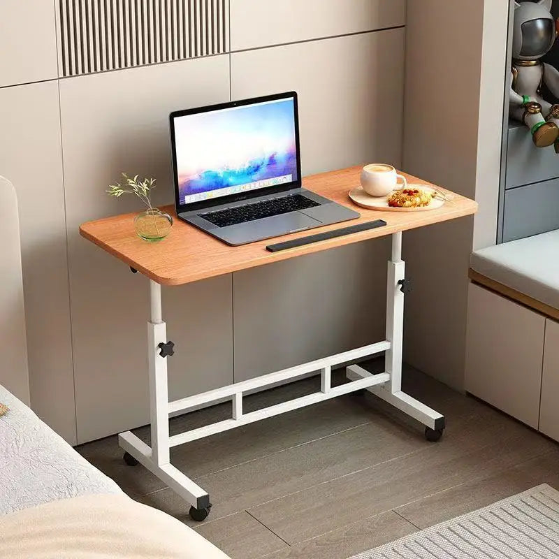 Folding Mobile Computer Simple Small Table with Roller Lifting Universal Wheel Desktop Bed Folding Table