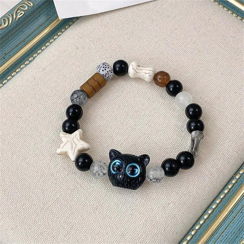 Matching Bracelets Couples Women Men Luminous Cute Cat Friendship Bracelete Black White Cat Head Bangles Glow In The Dark Gift