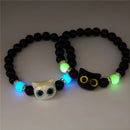 Matching Bracelets Couples Women Men Luminous Cute Cat Friendship Bracelete Black White Cat Head Bangles Glow In The Dark Gift