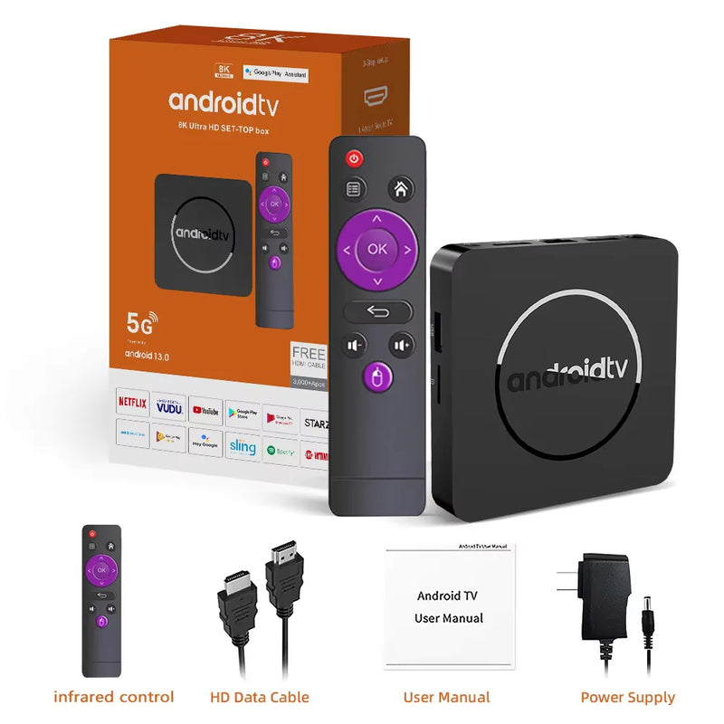 Global Version Mortal Smart Streaming Media TV Box Android13 AllwinnerH313  Bluetooth Google Assistant 2.4G&5G Wifi 4KHD Q1