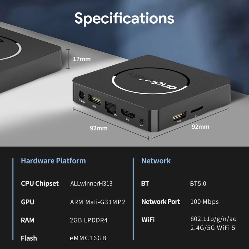Global Version Mortal Smart Streaming Media TV Box Android13 AllwinnerH313  Bluetooth Google Assistant 2.4G&5G Wifi 4KHD Q1
