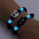Matching Bracelets Couples Women Men Luminous Cute Cat Friendship Bracelete Black White Cat Head Bangles Glow In The Dark Gift