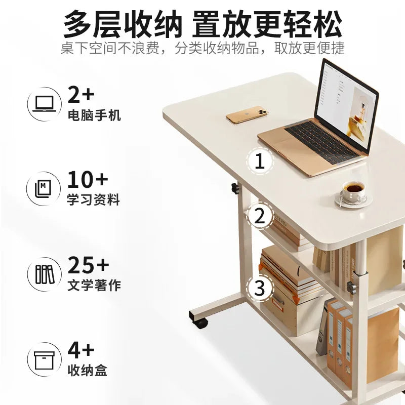 Elevating and Moving Bedside Table, Computer, Home Bedroom Desk, Dormitory Desk, Lazy Person, Easy Student Writing Desk