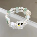 Matching Bracelets Couples Women Men Luminous Cute Cat Friendship Bracelete Black White Cat Head Bangles Glow In The Dark Gift