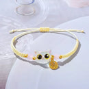 Matching Bracelets Couples Women Men Luminous Cute Cat Friendship Bracelete Black White Cat Head Bangles Glow In The Dark Gift