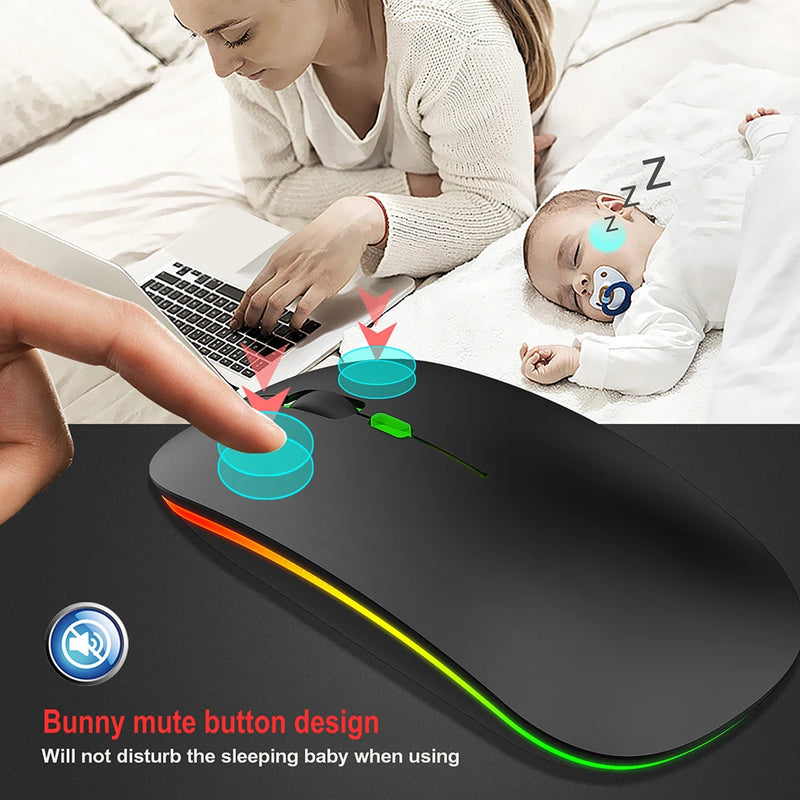 Mouse Wirelesss Bluetooth 2 In 1 Wireless Dual Mode Optical Mouse 2.4G Mouse Ergonomic Portable Rechargeable Mice For laptop