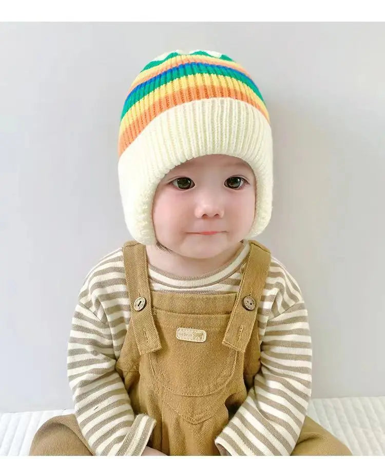 Cute Bear Baby Beanies Hat New Autumn Winter Kid Girl Boy Frog Rainbow Caps Warm Knitted Hats Skullies Toddler Cap Korean Style
